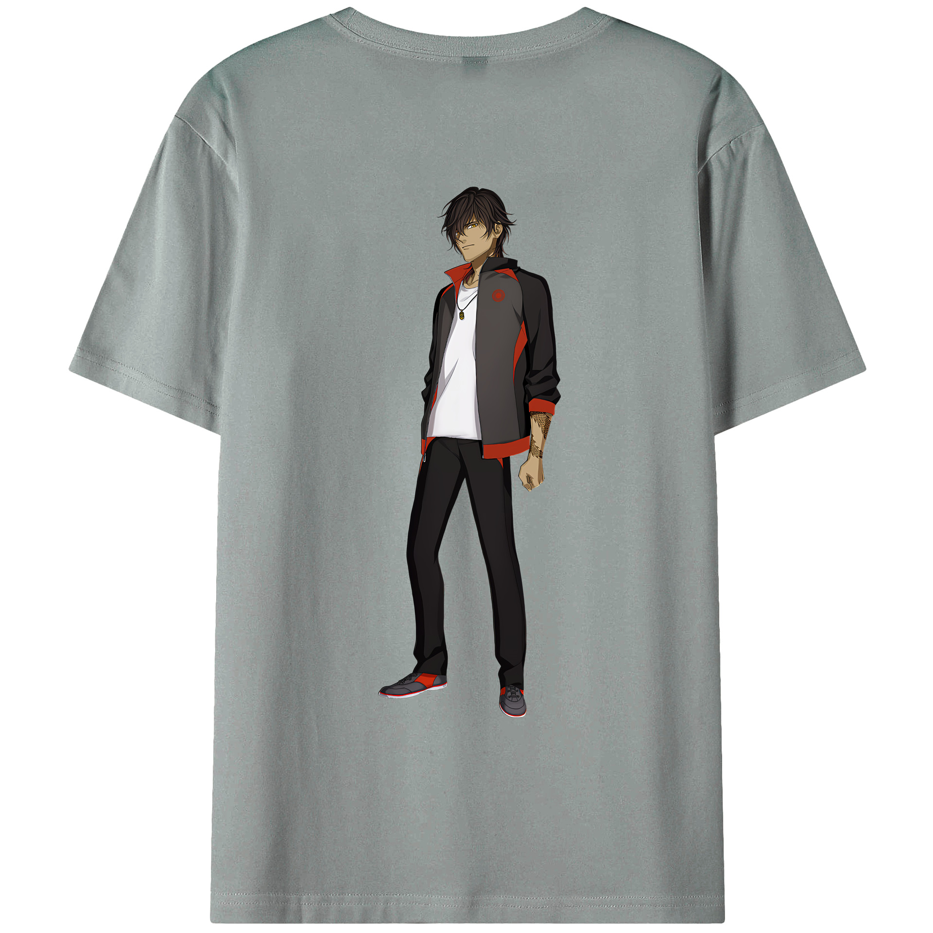（画像用） 刀剣乱舞 Touken Ranbu 綿100％ メンズ半袖Tシャツ（バックプリント） 通気性